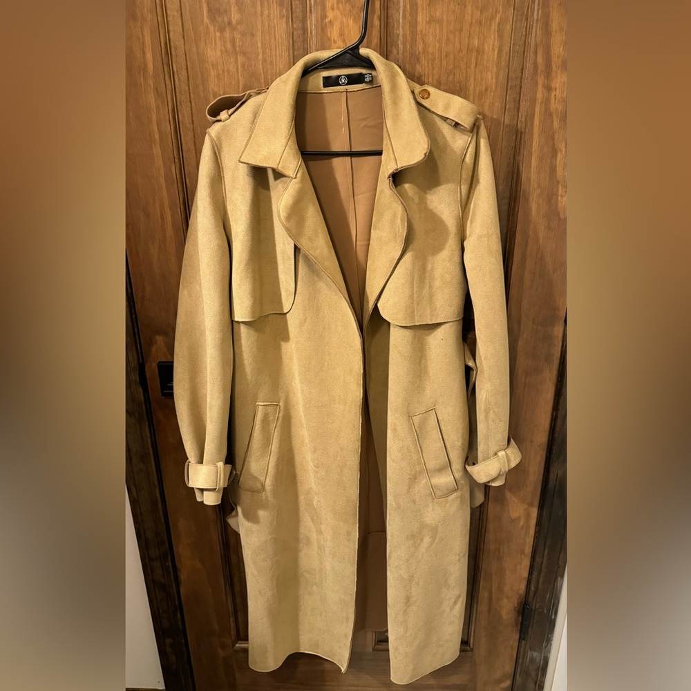 Missguided Faux Suede Trench Coat, Size M